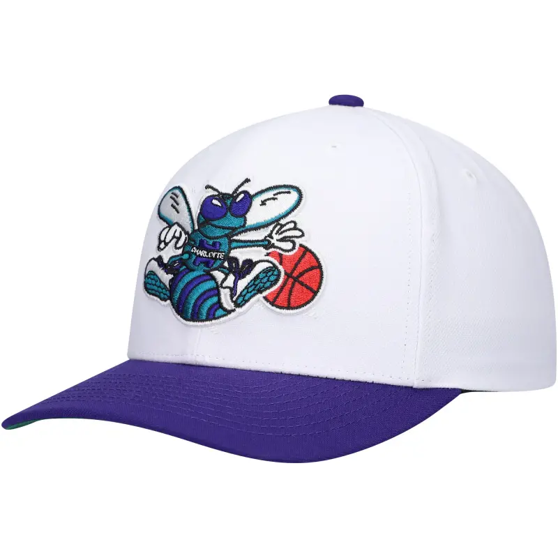 men8217s charlotte hornets mitchell amp ness whitepurple hardwood classics core 2-tone 2.0 pro snapback hat