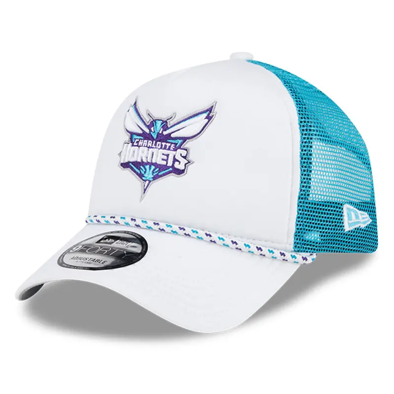 men8217s charlotte hornets new era whiteteal court sport foam a-frame 9forty adjustable trucker hat
