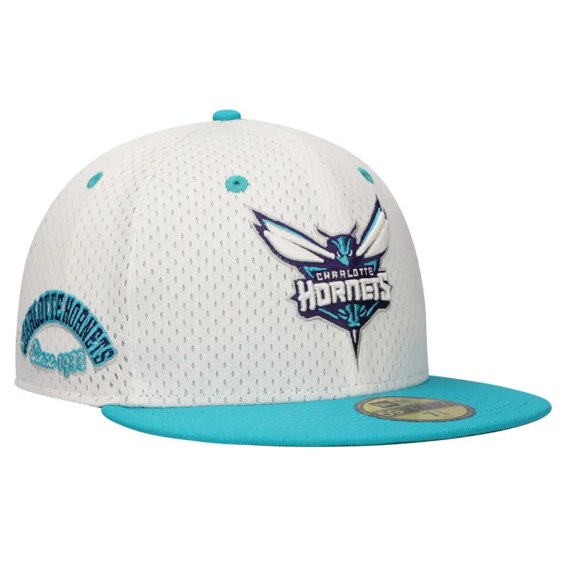 men8217s charlotte hornets new era whiteteal throwback 2tone 59fifty fitted hat