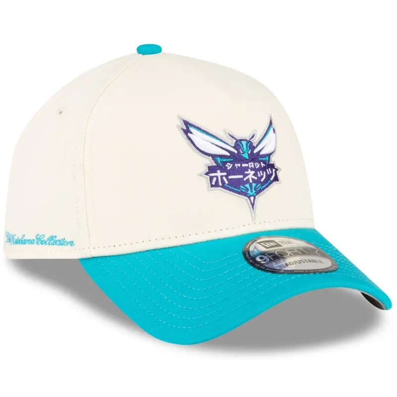men8217s charlotte hornets new era x hyperfly katakana collection whiteteal a-frame 9forty adjustable hat