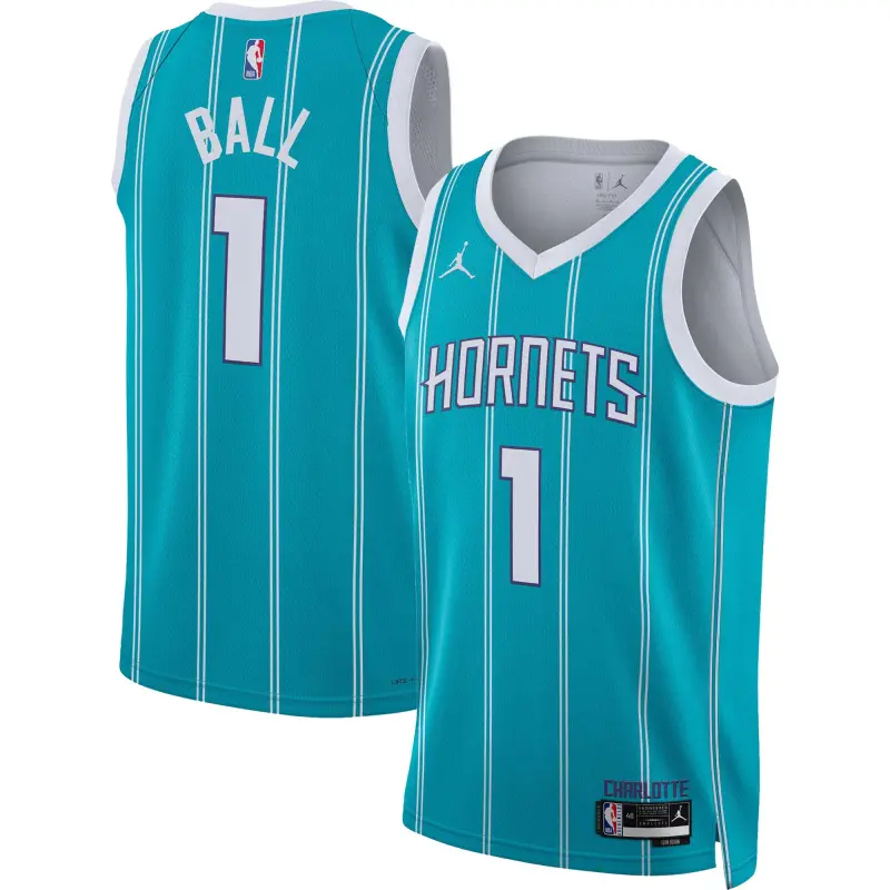 unisex charlotte hornets lamelo ball jordan brand teal swingman jersey - icon edition