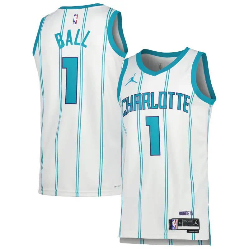 unisex charlotte hornets lamelo ball jordan brand white swingman jersey - association edition