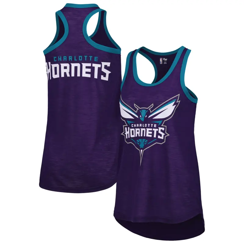 women8217s charlotte hornets g-iii 4her by carl banks purple showdown scoop-neck racerback tank top