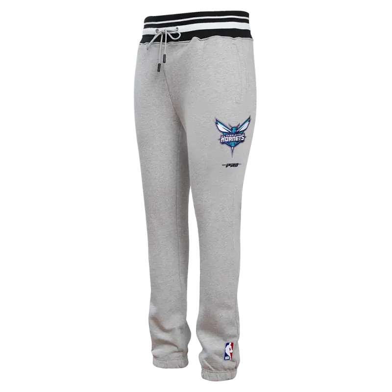 nba charlotte hornets script tail mens rib fleece sweatpant heather grayblack